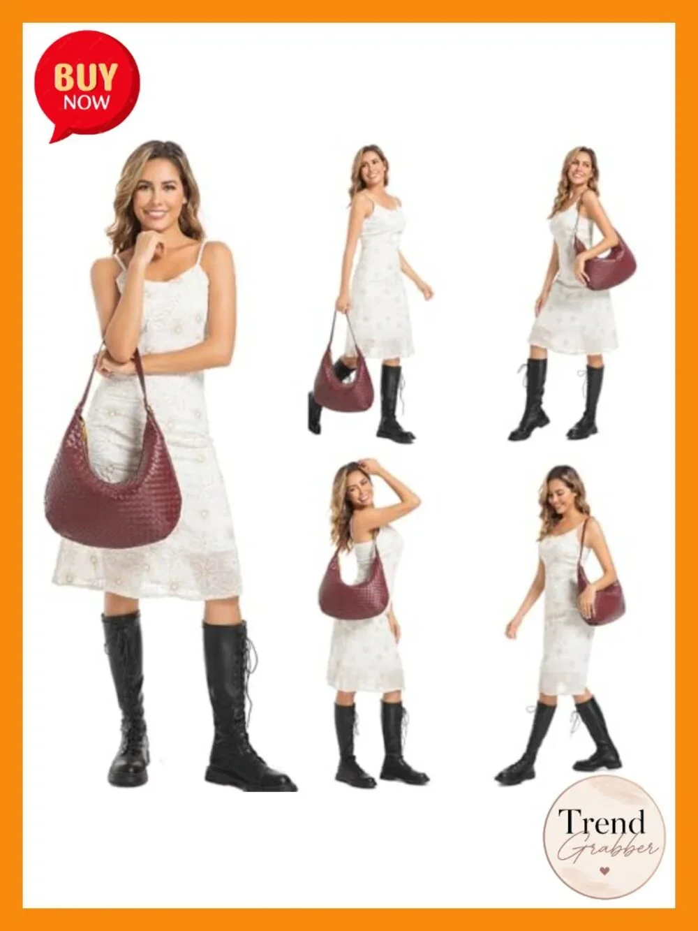 Woven Vegan Leather Hobo Bag Faux Leather Shoulder Bag Tote Lightweight